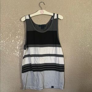 Multicolored Tank Top with Stripes and Sleeveless Design street rules Large